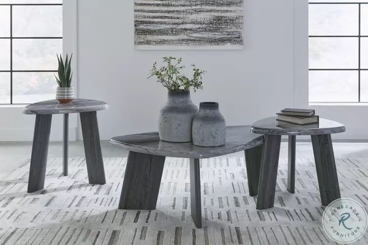 Bluebond Gray Occasional Table Set From Ashley Furniture | Coleman ... pertaining to The Bluebond Gray Table Set of 3 Craftsmanship and Quality Explored