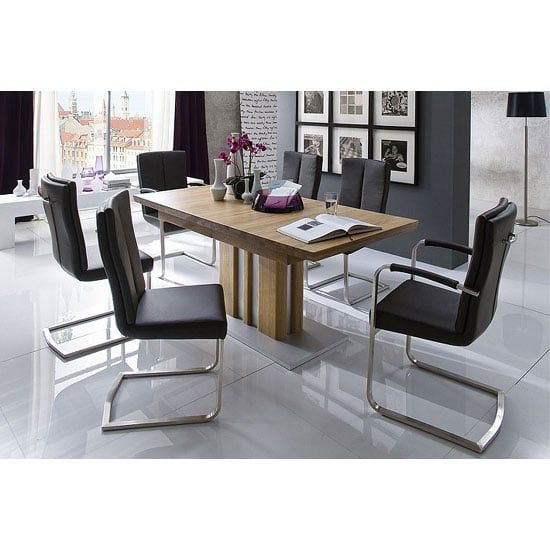 Bolzano Extendable Solid Oak Dining Table With 6 Luna Chairs ... with Luna Solid Oak Dining Table