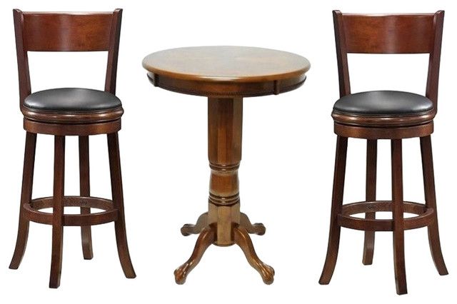 Boraam 3 Piece Pub Table Set In Walnut - Traditional - Indoor Pub And ... with Boraam Zebra 3 Piece Dansk Occasional Table Set In Rich Walnut