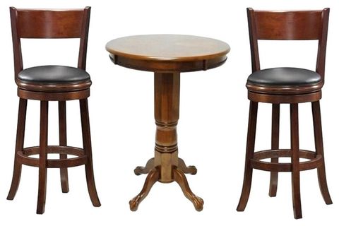 Boraam 3 Piece Pub Table Set In Walnut - Traditional - Indoor Pub And ... with Boraam Zebra 3 Piece Dansk Occasional Table Set In Rich Walnut