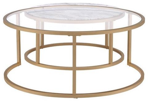 Bowery Hill 2 Piece Coffee Table Set In Faux Marble And Gold ... in Bowery Hill 2 Piece Marble Top Occasional Table Set In Espresso