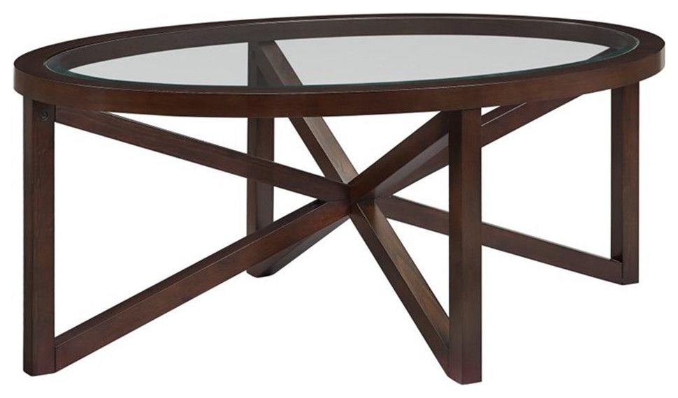 Bowery Hill 3-Piece Glass Top Coffee Table Set In Rich Espresso ... in Designing with the Bowery Hill Tempered Glass Coffee Table Set