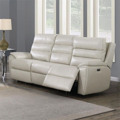Bowery Hill Contemporary Ivory Leather Power Sofa In White Finish ... throughout Designing Your Space with the Bowery Hill Ivory Leather Power Sofa