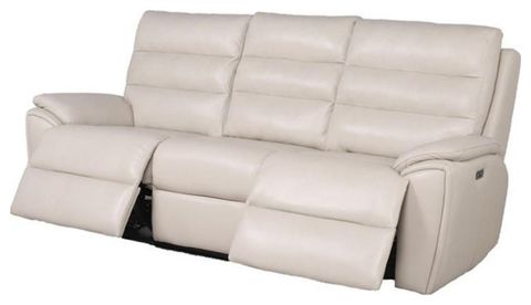 Bowery Hill Contemporary Ivory Leather Power Sofa In White Finish ... within Bowery Hill Contemporary Ivory Leather Power Sofa In White Finish