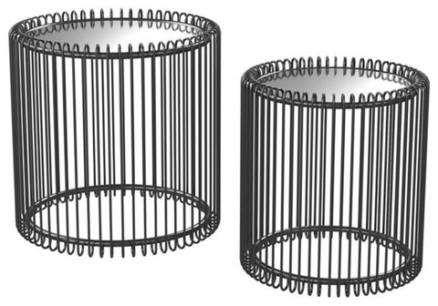 Bowery Hill Contemporary Metal 2-Piece Nesting Table In Black ... for Bowery Hill Contemporary Living Room Nest Pair Of 2 Round Tables