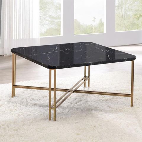 Bowery Hill Transitional Faux Marble Square Cocktail Table In Black - Contemporary - Coffee ... with Bowery Hill Transitional Faux Marble Nesting Cocktail Tables In White