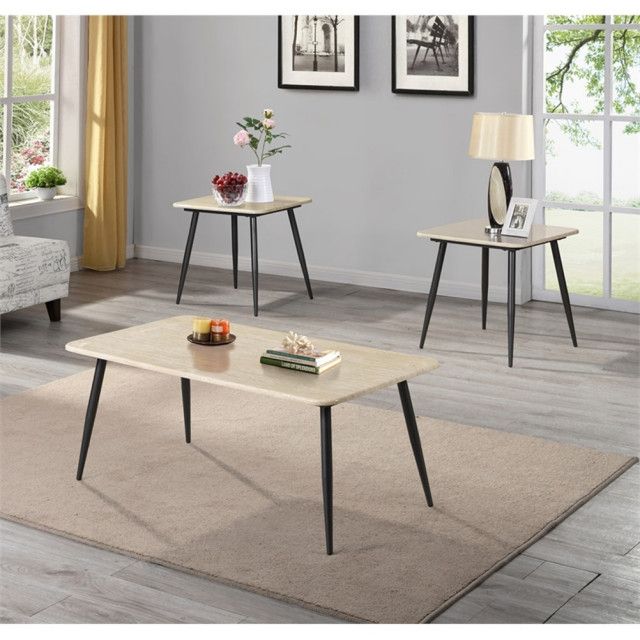 Bowery Hill Wood 3-Piece Coffee Table Set In Natural Tone Finish ... for Maximizing Your Space with the Versatile Dark Gray Pine Wood 3-Piece Coffee Table Set