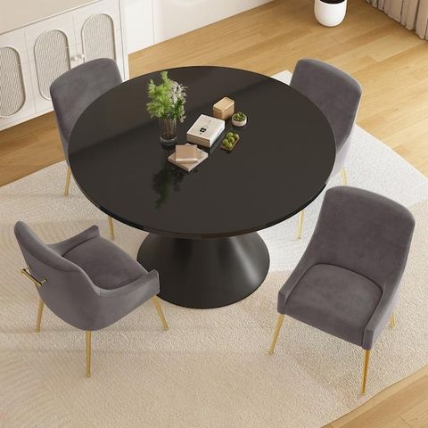 Boyel Living 5-Piece Round Black Wmdf Top Table Set Seats 4 (4-Gray ... with Transform Your Space A Guide to Black Gray Top 3-Piece Table Sets