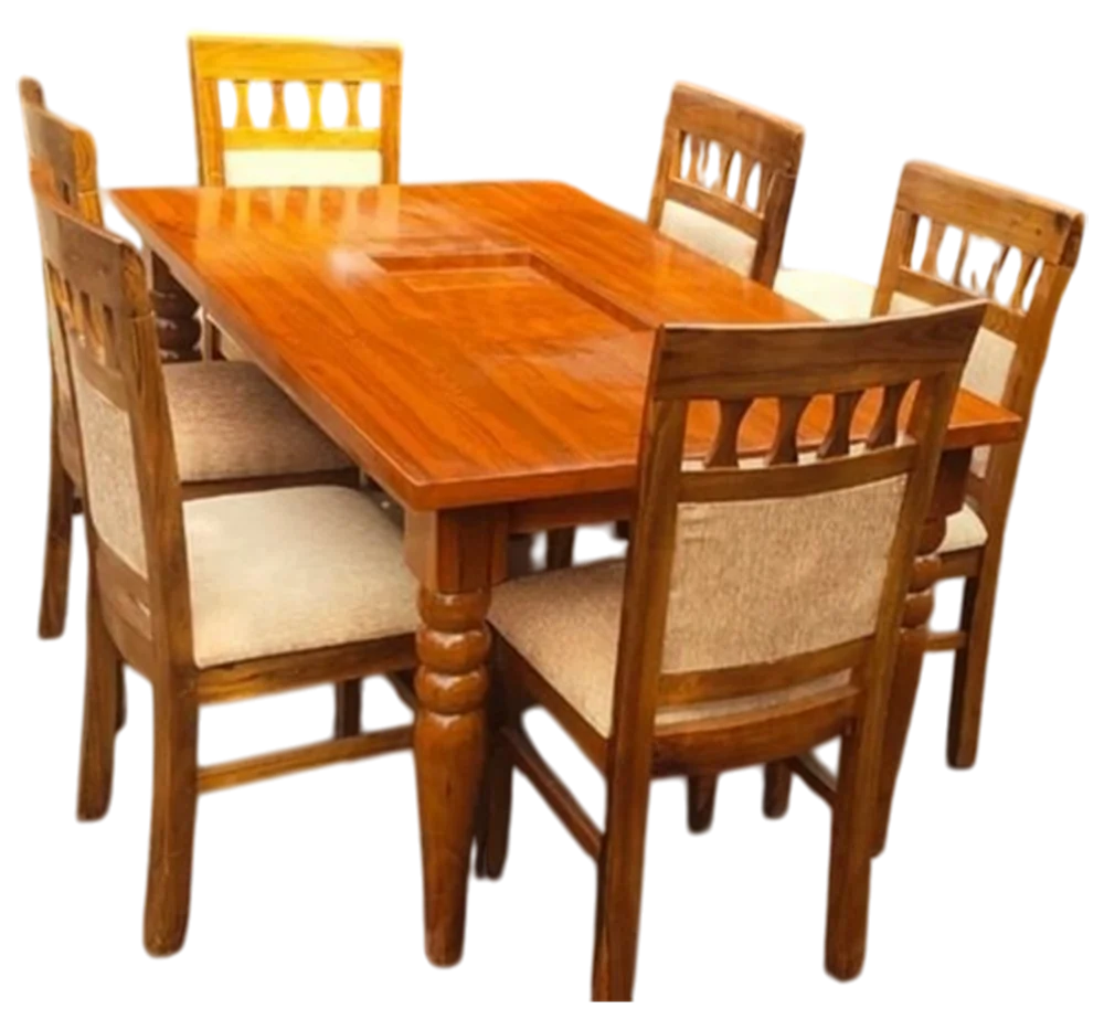 Brown Teak Wood Dining Table Set At ₹ 120000/Set | Teak Wood Dining Set ... with regard to Teak Wood Dining Table With Matte Finish