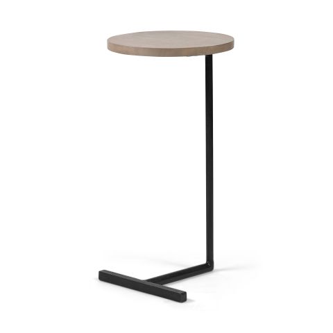 Brown Wood Round Top Accent Table With Black Iron Base - Walmart.com intended for Homeroots Set Of 3 Brown Wood Round Top Accent Tables With Iron Nesting