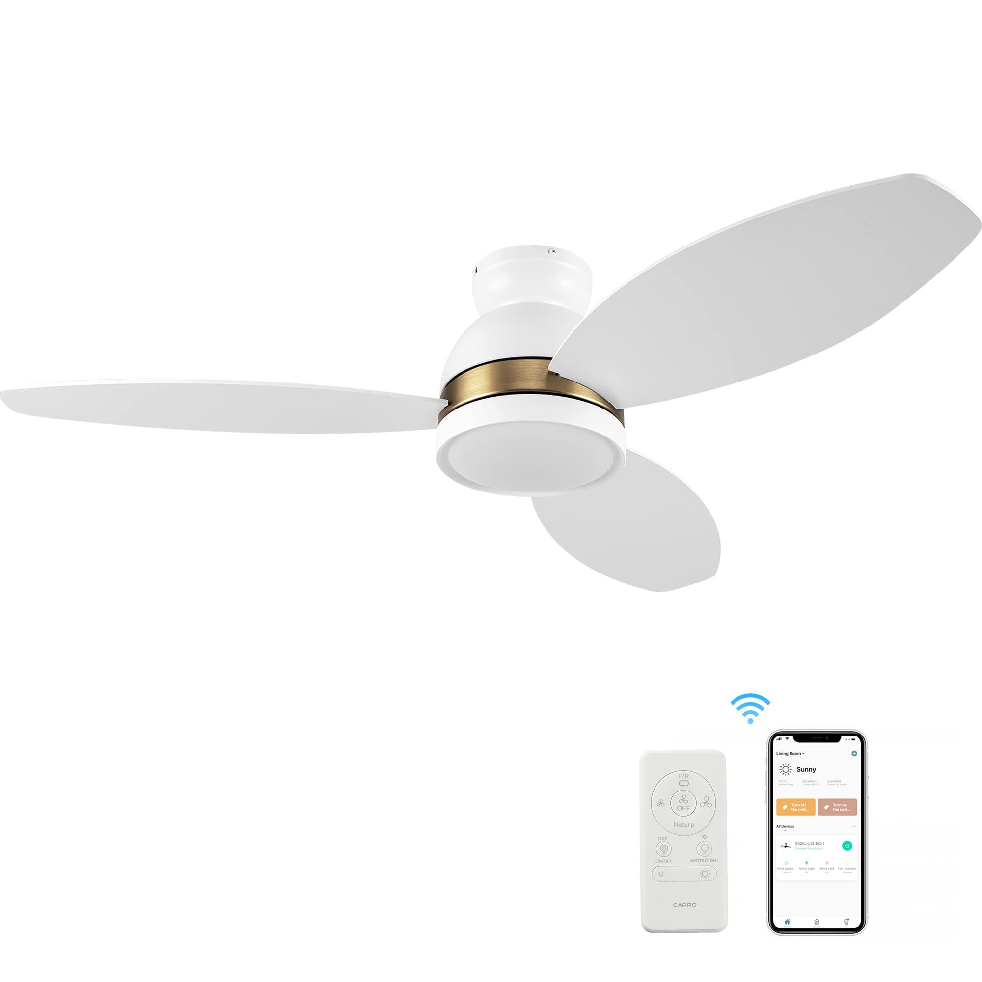 Buy 48&quot; Low Profile Ceiling Fan With Light, Indoor &amp; Outdoor Ceiling ... in Modern Smart Outdoor Ceiling Fan Google Home