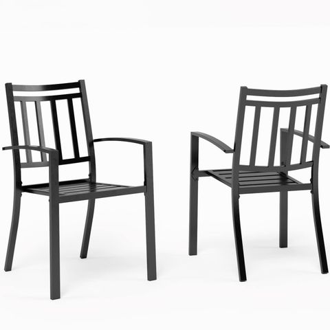 Buy Hera's Palace Outdoor Dining Chairs Set Of 2, Black Patio Chairs ... inside Loralie Dining Chairs (Set Of 2) - Matte Black, Gray, Matt Black