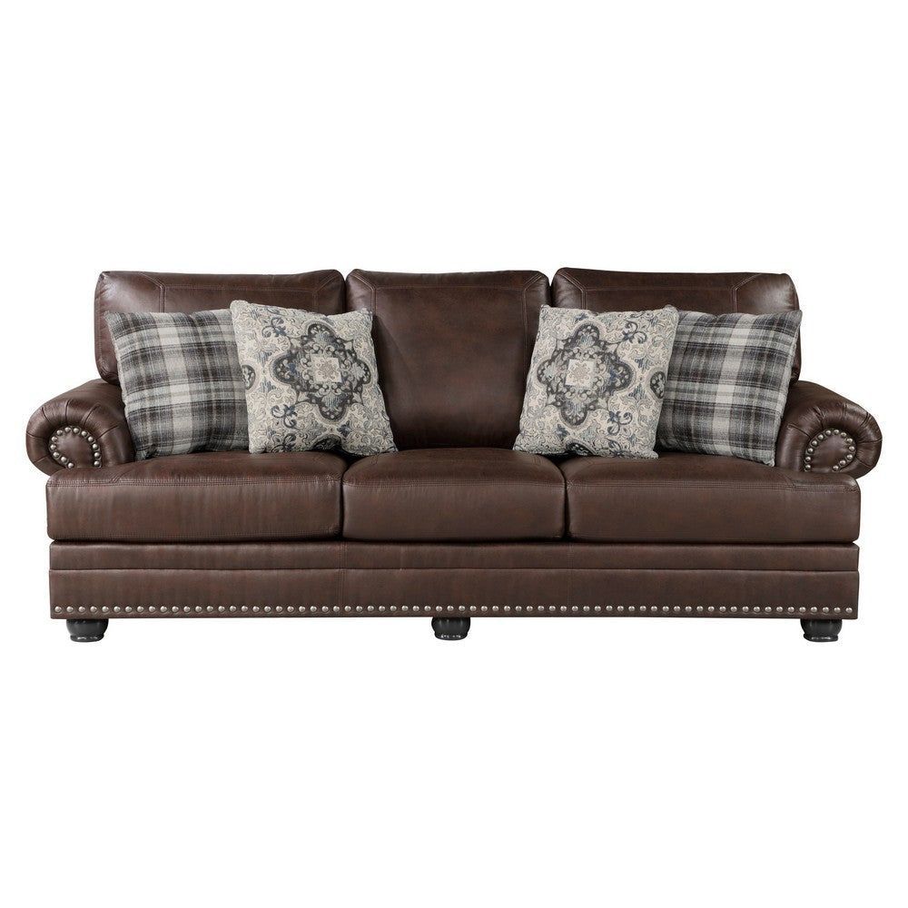 Buy Jade 98 Inch Sofa, Rich Brown Microfiber, 4 Pillows, Soft Cushions ... with regard to Jade 98 Inch Sofa, Taupe Brown Microfiber, 4 Pillows, Soft Cushions, Wood
