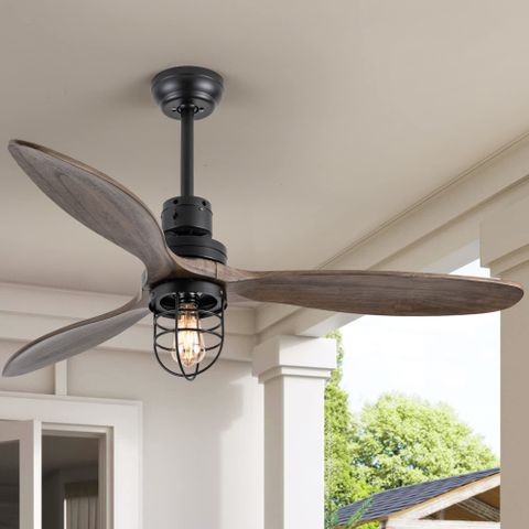 Buy Wwm 52 Inch Rustic Outdoor Ceiling Fan With Light Remote Control, 3 ... intended for Rustic Outdoor Ceiling Fan Wood Finish