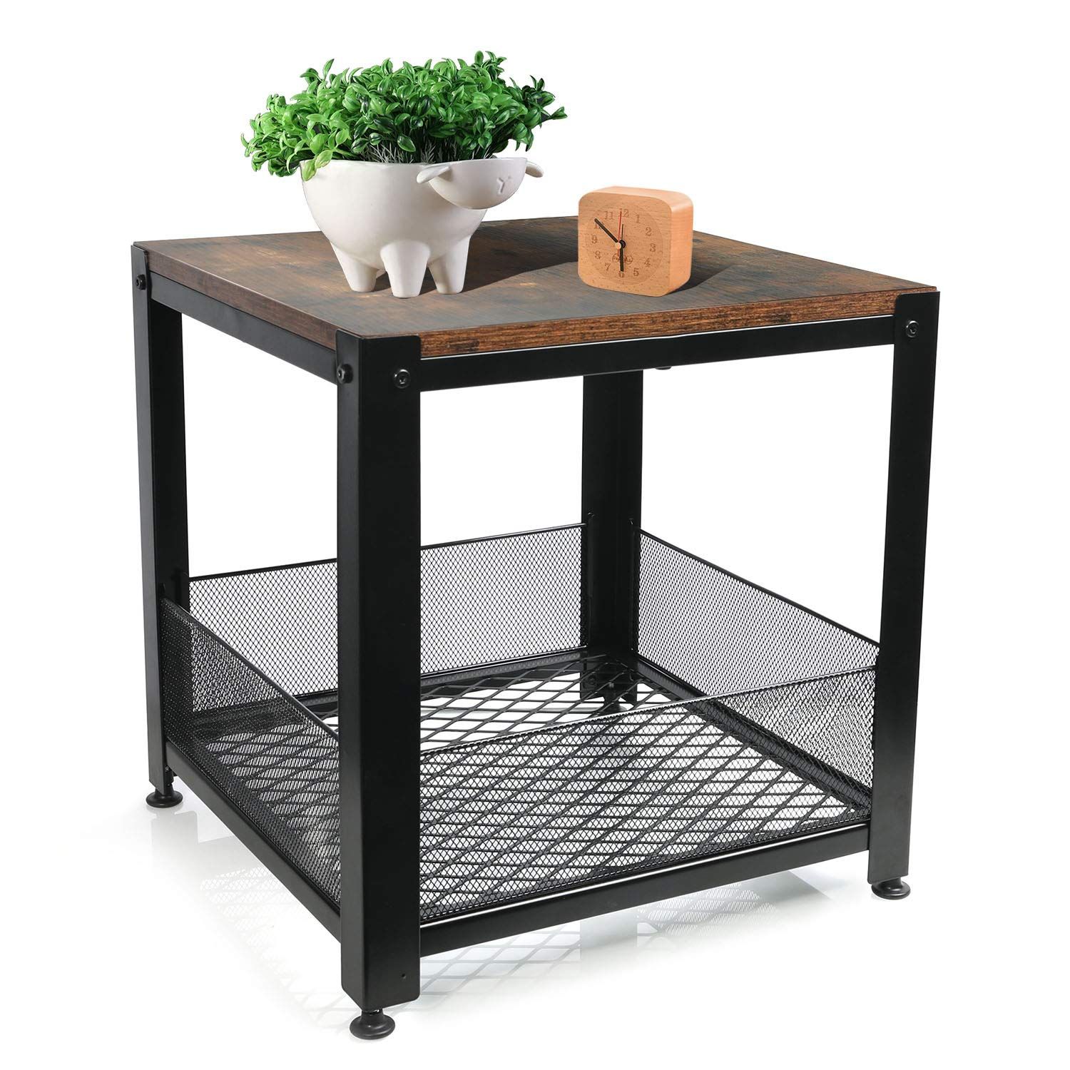 Crafting Your Industrial Grid End Table With Lid Handles Set of 2 Galvanized Gray Brown