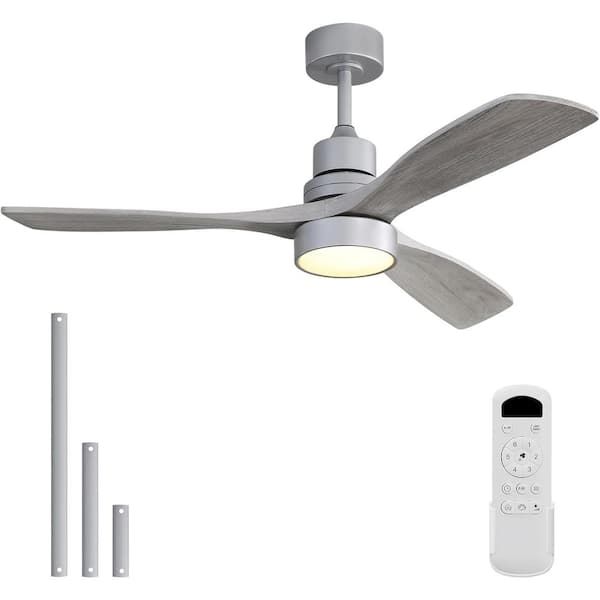 Caci Mall 52 In. Indoor/Outdoor Silver Ceiling Fan Integrated Led With ... in Outdoor Ceiling Fan With Integrated Lighting
