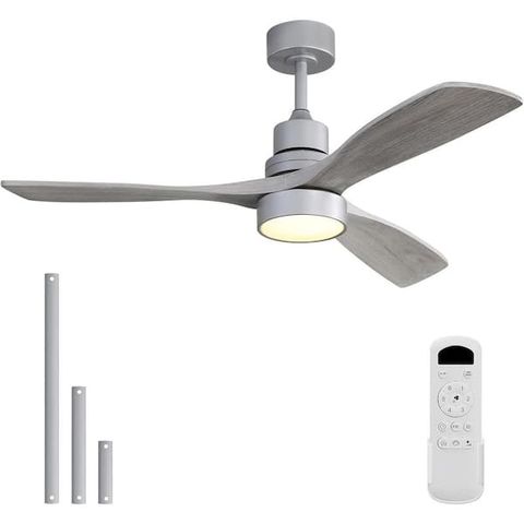 Caci Mall 52 In. Indoor/Outdoor Silver Ceiling Fan Integrated Led With ... in Outdoor Ceiling Fan With Integrated Lighting