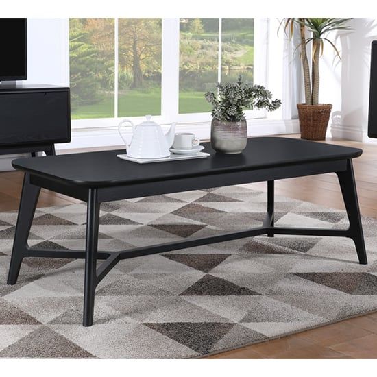 Cairo Wooden Coffee Table Rectangular In Black within 3-Piece Rectangular Wooden Coffee Table Set With Tapered Legs, Black