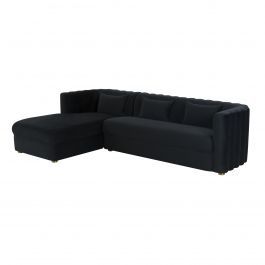 Callie Black Velvet Sectional - Laf regarding Callie Navy Velvet Sectional, Laf, Navy
