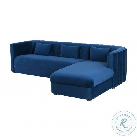 Callie Navy Velvet Raf Sectional From Tov | Coleman Furniture within Callie Navy Velvet Sectional, Laf, Navy