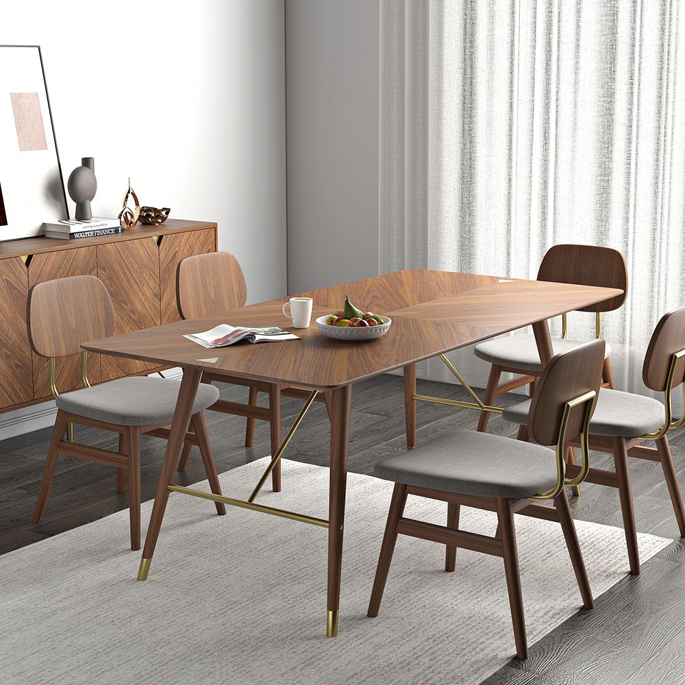 Capet Mid-Century 60&quot; Walnut Wooden Dining Table Rectangle Tabletop For ... with regard to Modern interpretations of classic mid century rectangular walnut dining table designs
