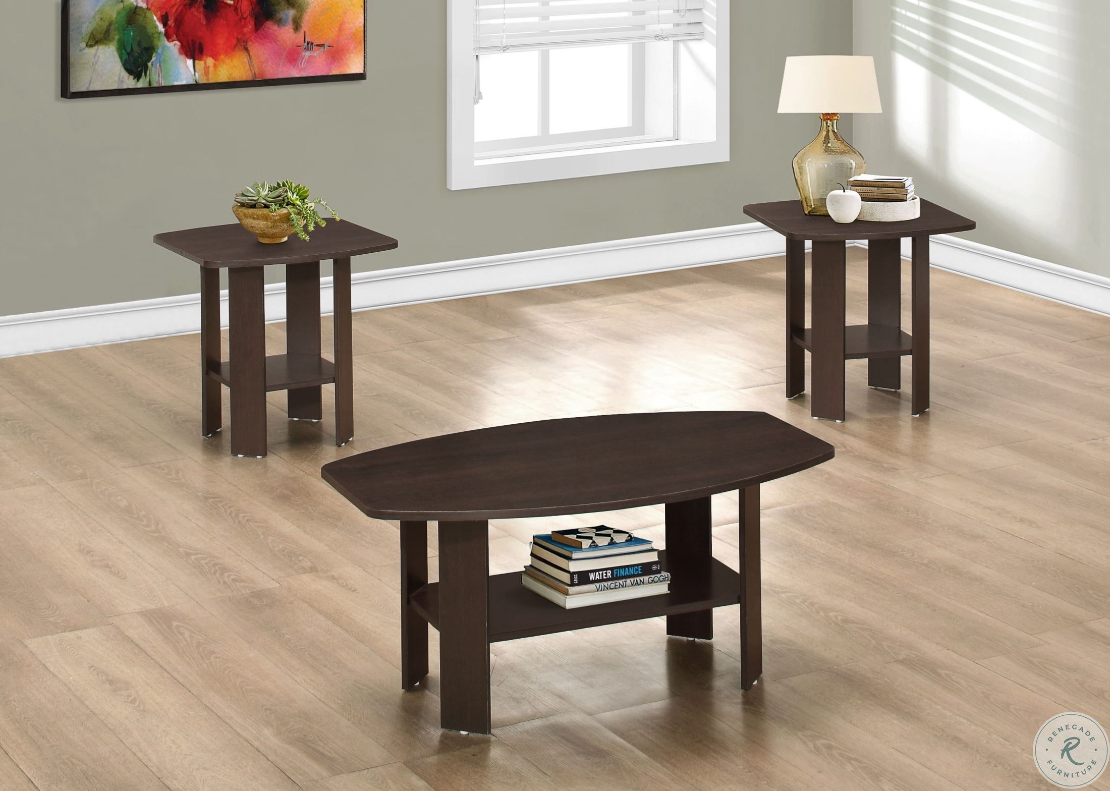 Cappuccino 3 Piece Occasional Table Set From Monarch | Coleman Furniture within Elevate Your Living Space with a Stylish Cappuccino Table Set