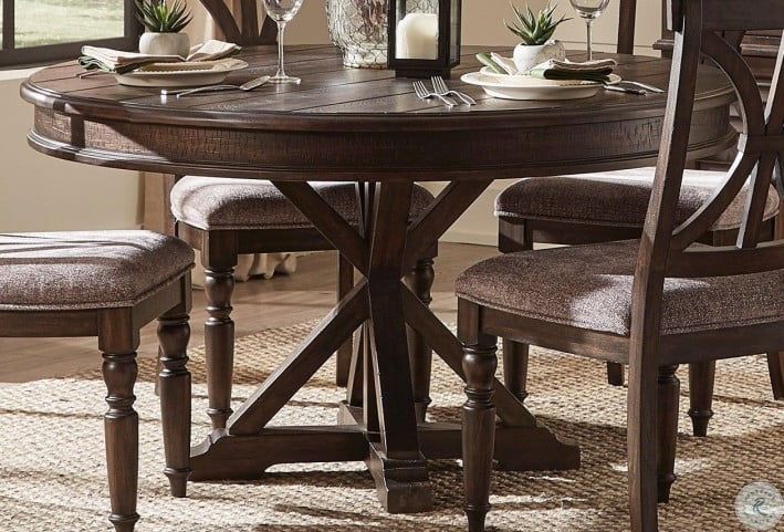Cardano Dark Brown Round Dining Table From Homelegance | Coleman Furniture inside Styling Your Space with the Etiwanda 35&quot; Dark Brown Round Dining Table