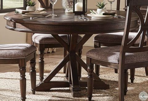 Cardano Dark Brown Round Dining Table From Homelegance | Coleman Furniture inside Styling Your Space with the Etiwanda 35" Dark Brown Round Dining Table