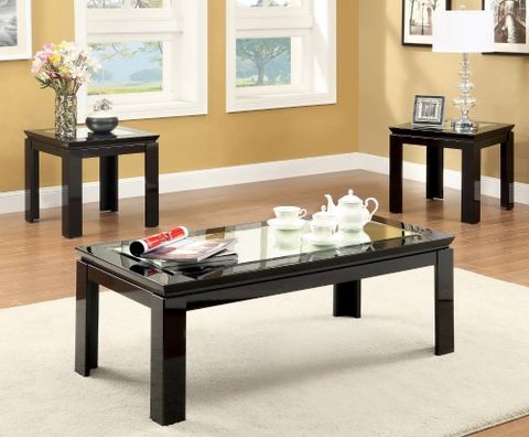 Carna Glass Top 3-Piece Black Coffee Table Set throughout Choosing the Perfect Black Wooden Coffee Table Set for Your Living Room