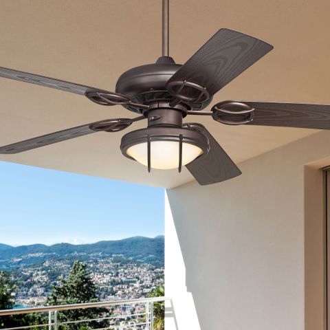 Casa Vieja 52" Orb Outdoor Ceiling Fan, Led Light Kit, Oil Rubbed ... in Outdoor Ceiling Fan With Led Light Kit