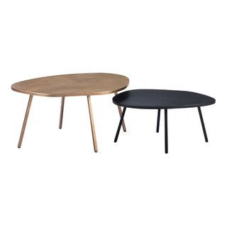 Castelo Coffee Table Set, 2-Piece, Brass/Black - Midcentury - Coffee ... with Beyond the Trend The Lasting Charm of Arzon's Bronze Coffee Table Set