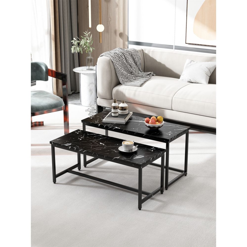 Ccbuy Rectangle Nesting Coffee Table And End Table Set Contemporary 2 ... for A Closer Look at the Chic and Practical Bowery Hill Nesting Tables