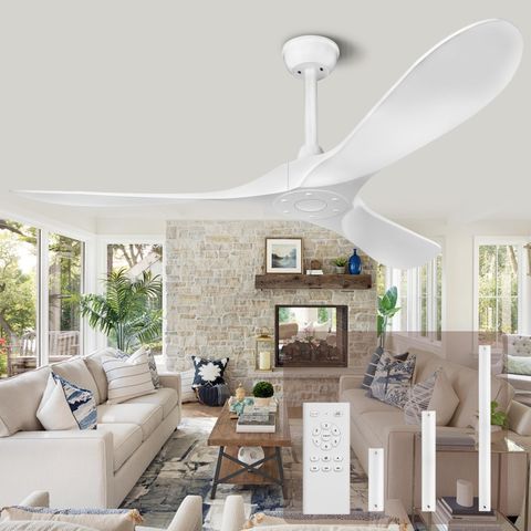 Ceiling Fans Without Lights 52 Inch White Ceiling Fan No Light For ... for Modern Outdoor Ceiling Fan With Sensor Control