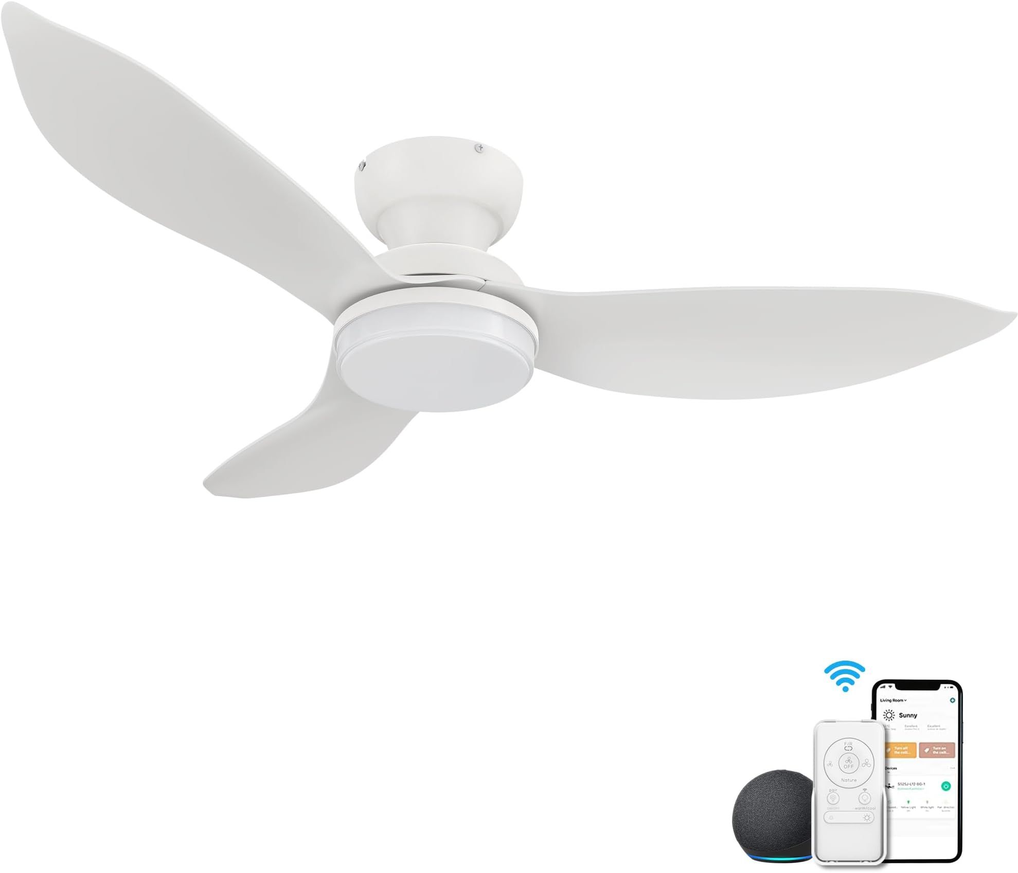 Google Home integration for contemporary outdoor ceiling fan designs