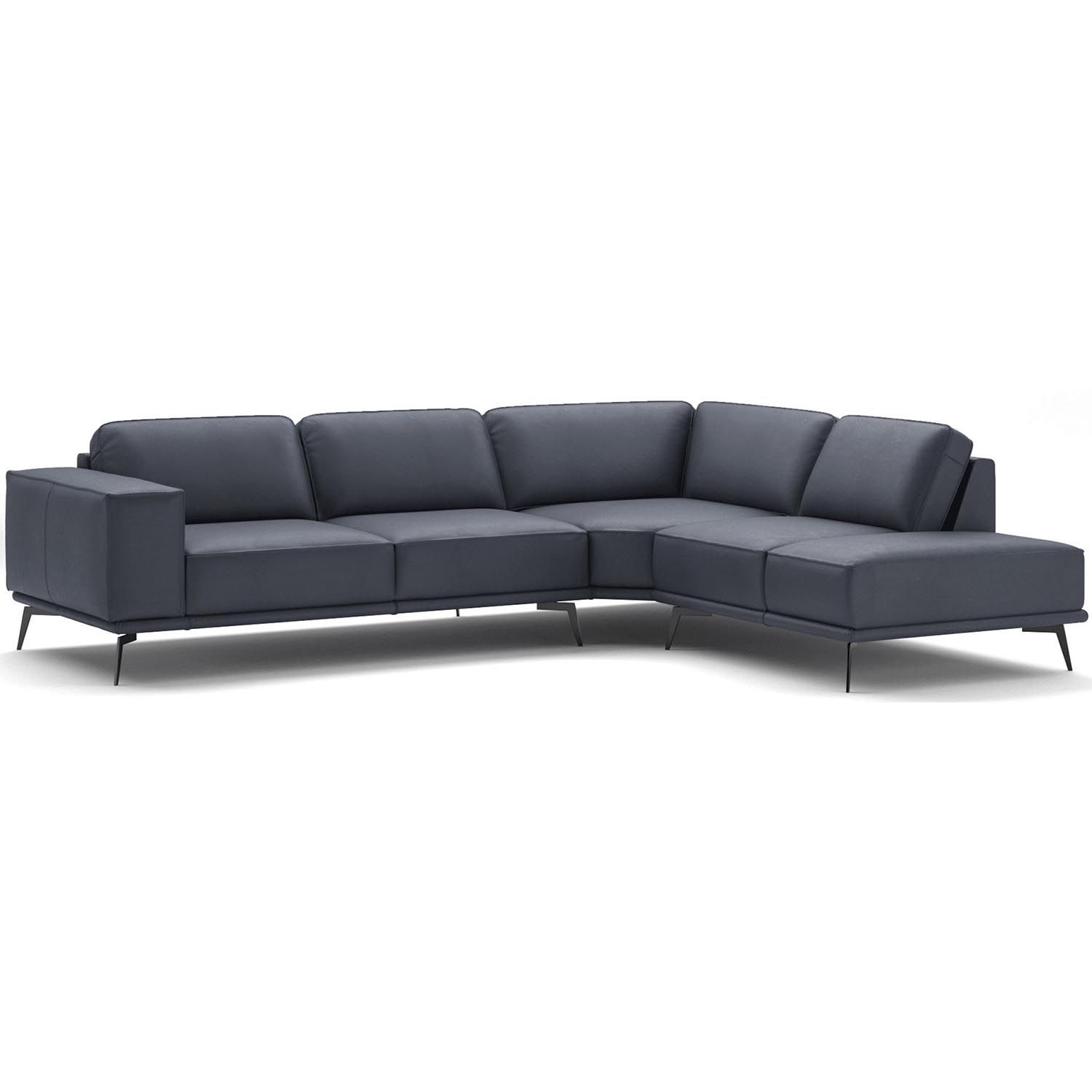 Charcoal Gray Leather Sectional Sofa With Chaise Lounge | Cabinets Matttroy with Morrison Right Sectional Sofa, Charcoal Gray
