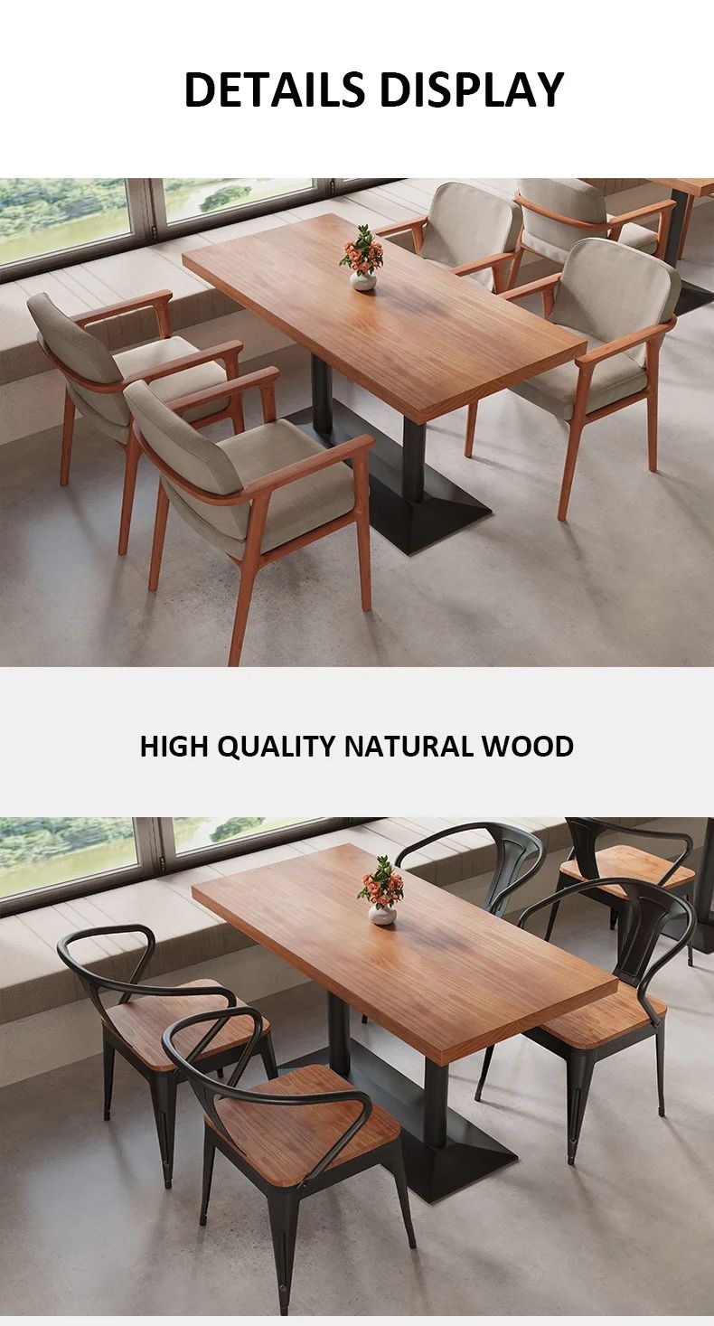 Cheap Modern Simple Restaurant Furniture Cafeteria Solid Wood Dining ... pertaining to Affordable Solid Wood Dining Table Indonesia