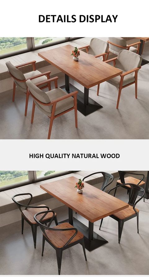 Cheap Modern Simple Restaurant Furniture Cafeteria Solid Wood Dining ... pertaining to Affordable Solid Wood Dining Table Indonesia
