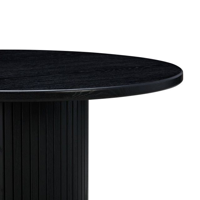 Chelsea Black Oak Round Dining Table - Black - Transitional - Dining ... within The Craftsmanship Behind the Chelsea Oak Wood Round Dining Table in Black Explained