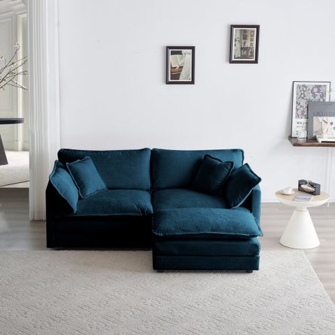 Chenille Two-Seater Sofa With 1 Footrest, 2 Seater L-Shaped Sectional ... in Discovering Comfort and Style The Gewnee Chenille Two-Seater Sofa
