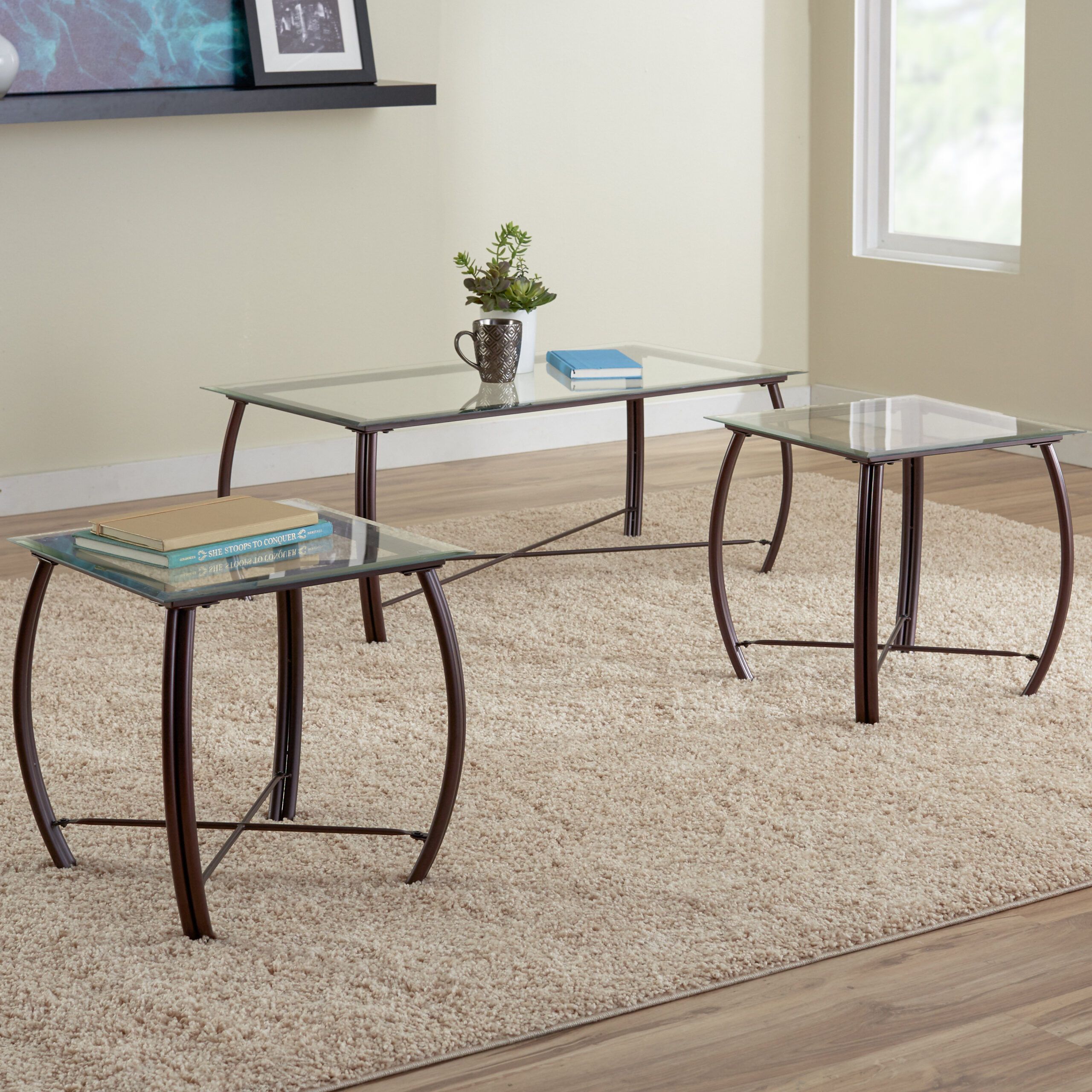 Christina 3-Piece Coffee Table Set | Wayfair in Achieve An Open Feel Discover The Versatile 3-Piece Coffee Table Set