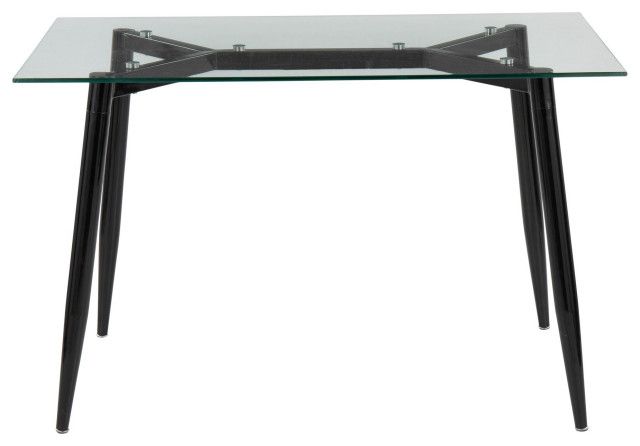 Clara Table, Black Metal, Clear Glass - Midcentury - Dining Tables - By ... throughout Clara Table, Walnut Metal, Clear Glass