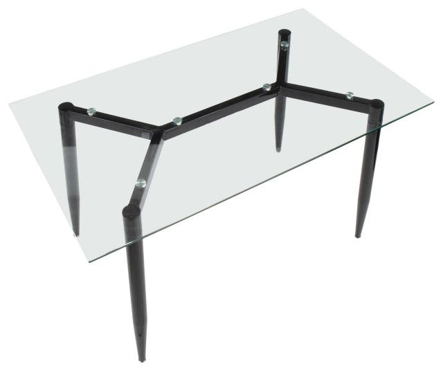 Clara Table, Black Metal, Clear Glass - Midcentury - Dining Tables - By ... throughout Clara Table, Walnut Metal, Clear Glass