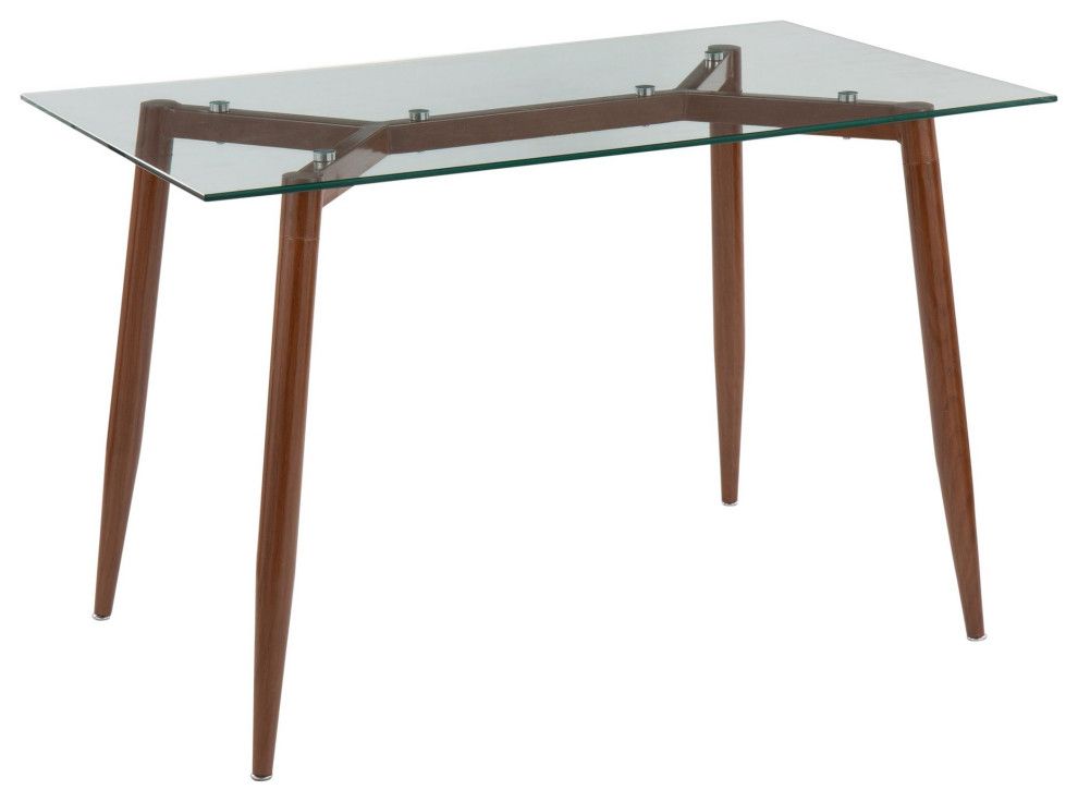 Clara Table, Walnut Metal, Clear Glass - Midcentury - Dining Tables ... for Clara Table, Walnut Metal, Clear Glass