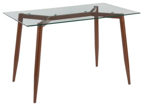 Clara Table, Walnut Metal, Clear Glass - Midcentury - Dining Tables ... for Clara Table, Walnut Metal, Clear Glass