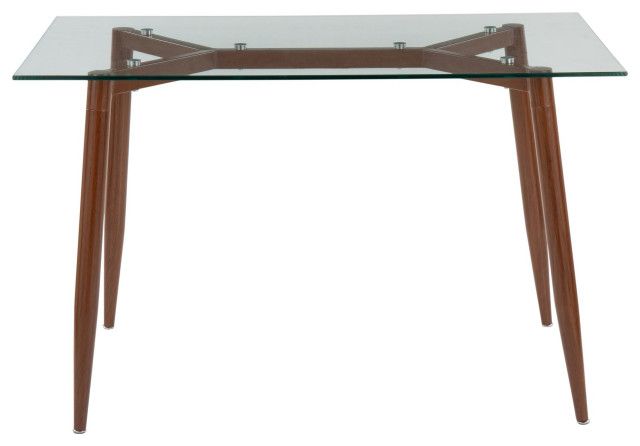 Clara Table, Walnut Metal, Clear Glass - Midcentury - Dining Tables ... regarding Clara Table, Walnut Metal, Clear Glass