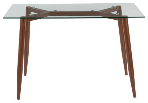 Clara Table, Walnut Metal, Clear Glass - Midcentury - Dining Tables ... regarding Clara Table, Walnut Metal, Clear Glass