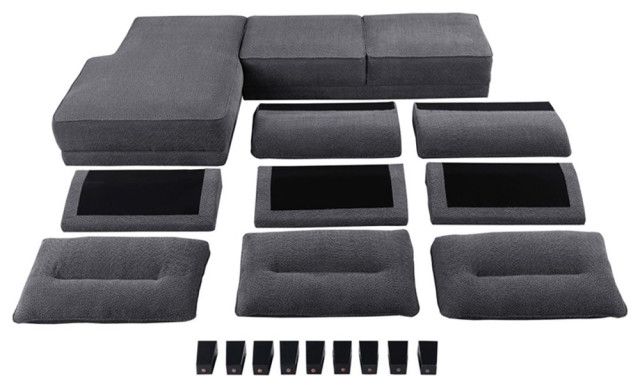 Coaster Caspian Fabric Upholstered Curved Arms Sectional Sofa Gray - Transitional - Sectional ... throughout Coaster Caspian Modern Fabric Upholstered Curved Arms Sectional Sofa In White