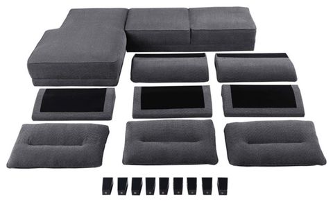 Coaster Caspian Fabric Upholstered Curved Arms Sectional Sofa Gray - Transitional - Sectional ... throughout Coaster Caspian Modern Fabric Upholstered Curved Arms Sectional Sofa In White