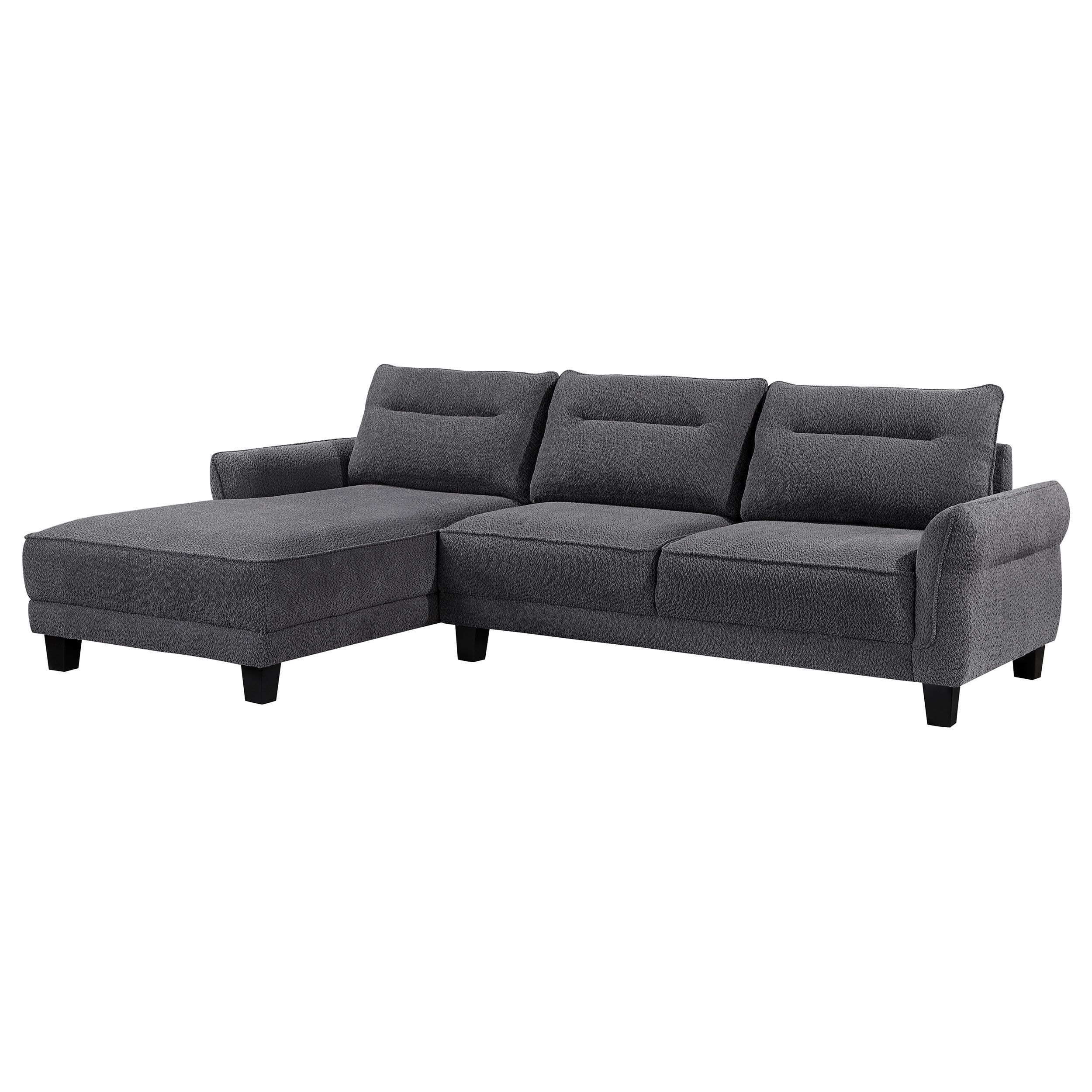 Coaster Caspian Fabric Upholstered Curved Arms Sectional Sofa Gray - Walmart.com for Coaster Caspian Modern Fabric Upholstered Curved Arms Sectional Sofa In White