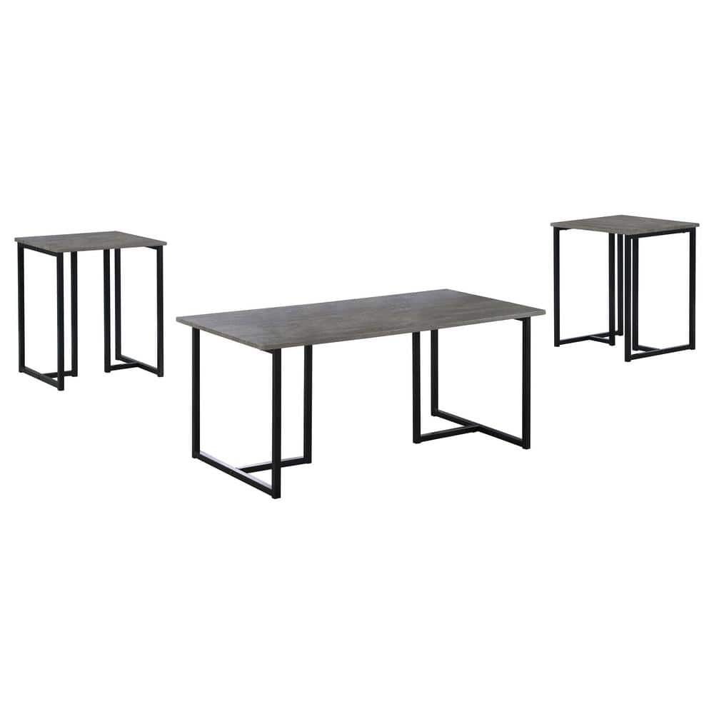 Coaster Nyla 42 In. W Weathered Gray And Black Rectangle Metal ... inside Black Gray Top Table Set 3 Piece Set